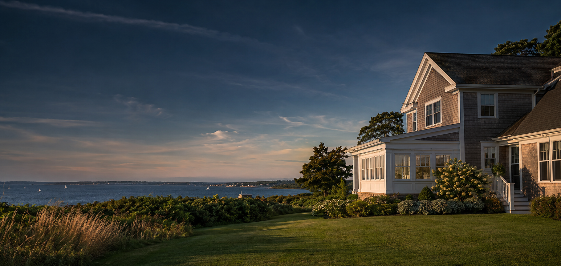 Coastal Rhode Island home overlooking the water